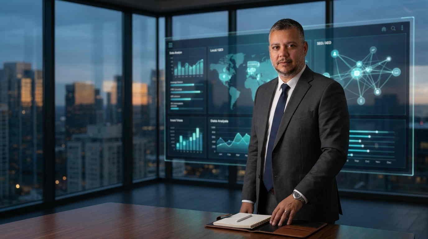 Duilio Gomes em ambiente de consultoria e análise de SEO